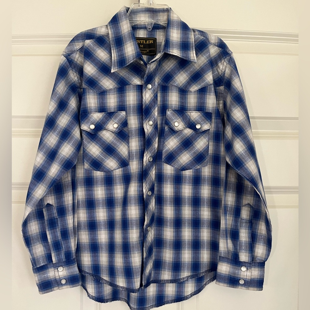 Rustler Plaid Pearl Snap Western Long Sleeve Shirt Size Medium